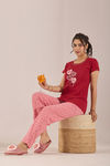 Sweet Moon Knit Cotton Pyjama Set - Darkpink Redishmarun — thumbnail 5
